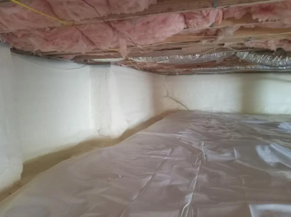 Crawl space encapsulation with closed-cell spray foam for Roof Maintenance in Beekmantown
